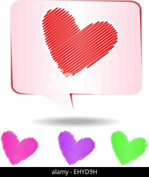 Colorful hearts scribble isolated on white background, vector illustration Stock Vector