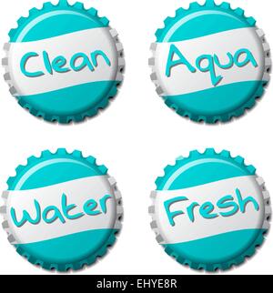 Set of fresh bottle caps isolated on white background, vector illustration Stock Vector