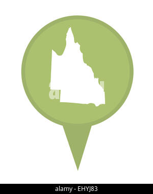 Australia Queensland State map marker pin isolated on a white background. Stock Photo