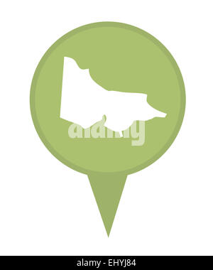 Australia State of Victoria map marker pin isolated on a white background. Stock Photo