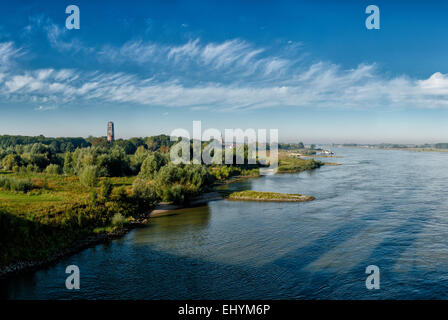 Netherlands, Holland, Europe, Zaltbommel, View, river, Waal, city, village, water, summer, Stock Photo