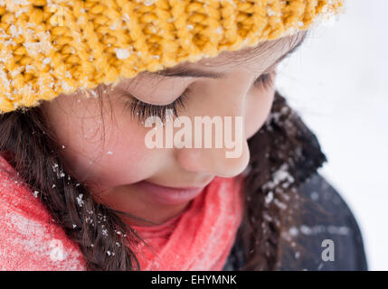 Close up portrait of  girl looking down Stock Photo