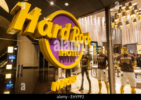 China, Macau, Cotai, City of Dreams Hotel and Casino Complex, Hard Rock Hotel Sign Stock Photo