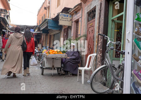 Fruit stall, Medina, old town, Marrakesh, Marrakech, Morocco, North Africa Stock Photo