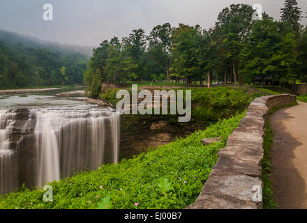 Morning view of Middle Falls, Letchworth State Park, New York. Stock Photo