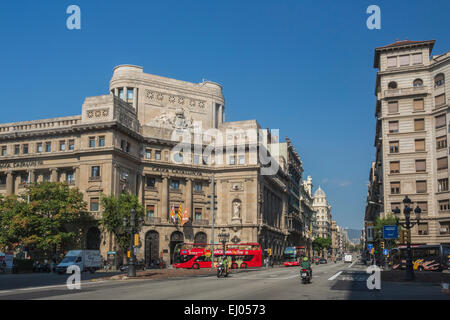 Avenue, Barcelona, City, Old town, Spain, Europe, Summer, Via Laietana, architecture, Catalonia, touristic Stock Photo