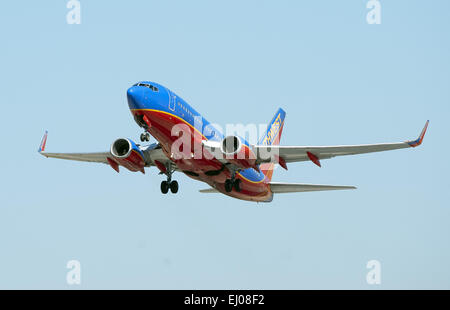 Los Angeles, California, USA. 12th Mar, 2015. A Southwest Airlines Boeing 737 on take off at Los Angeles International Airport. © David Bro/ZUMA Wire/Alamy Live News Stock Photo