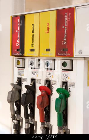 Argentina, Buenos Aires, Cabalito, Av Diaz, Velez, fuel pumps in Shell petrol station Stock Photo