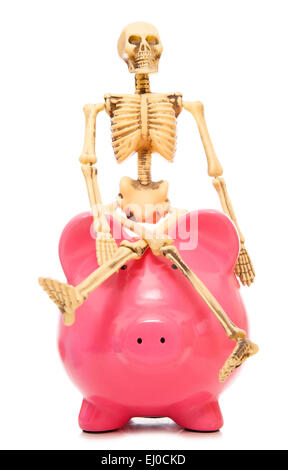 skeleton staff piggy bank cutout Stock Photo