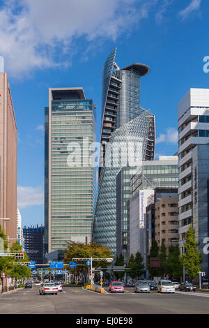 City, Japan, Asia, New, aichi, architecture, building, crossing, glass, modern, Nagoya, no people, sasajima, spiral, tower, touri Stock Photo