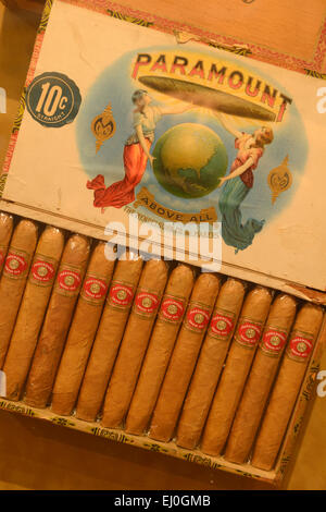 USA, Florida, Hillsborough County, Ybor City, Tampa, J.C. Newman Cigar Company, cigar pack in museum, Stock Photo