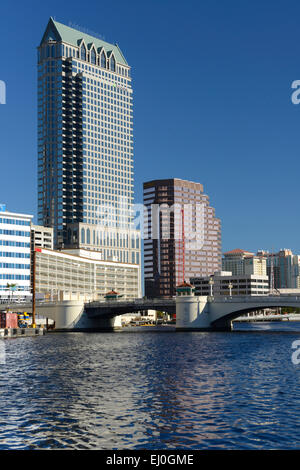 USA, Florida, Hillsborough County, Tampa, downtown Tampa along Tampa river, Stock Photo