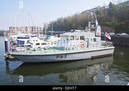 HMS Express an Archer class patrol and training  vessel of the Royal Navy.  P163 in Penarth Marina Stock Photo