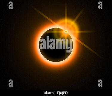 Illustration of a eclipse over a alien sun. Stock Photo