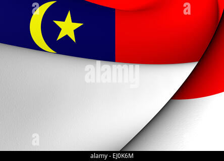 Flag of Malacca, Malaysia. Close Up. Stock Photo