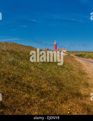Netherlands, Holland, Europe, De Cocksdorp, lighthouse, Texel, Noord-Holland, landscape, summer, dunes, Eierland, lighthouse, Stock Photo