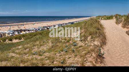 Netherlands, Holland, Europe, Egmond aan Zee, Noord-Holland, landscape, summer, beach, sea, people, dunes Stock Photo