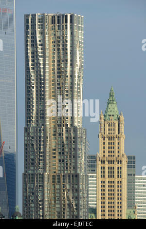 USA, United States, America, New York, Manhattan, Woolworth, buildings, towers, skyscrapers Stock Photo