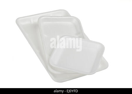 Styrofoam containers on white backgrounds Stock Photo