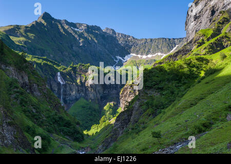 Batöni, Switzerland, Europe, canton St. Gallen, area of Sargans, Weisstannental, waterfall Stock Photo
