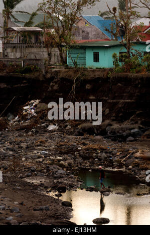 Super Typhoon Durian caused huge volcanic ash mudslides from Mayon Volcano, Albay Province,Central Philippines, 30 November 2006 Stock Photo