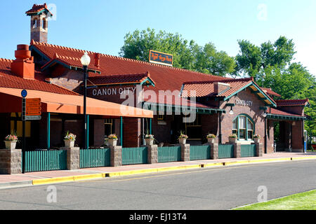 Santa Fe Depot, home of Royal Gorge Route Railroad, Canon City, Colorado USA Stock Photo