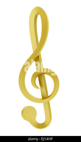 golden treble clef isolated on white background Stock Photo