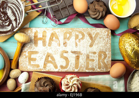 Happy easter baking background Stock Photo