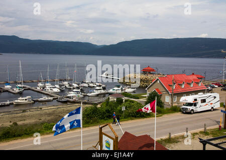 Founded in 1838, the village of l'Anse-Saint-Jean is the oldest settlement on the Saguenay Fjord and its yacht club is a popular Stock Photo