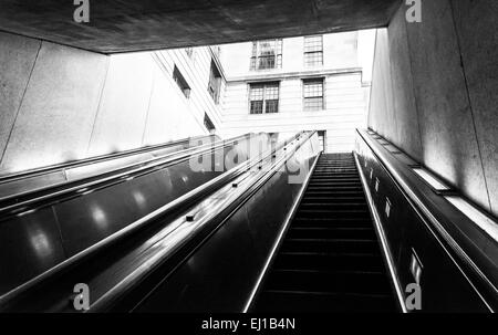 Escalators in the Smithsonian Metro Station, Washington, DC. Stock Photo