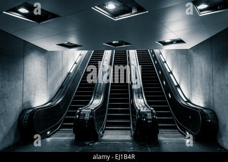 Escalators in the Smithsonian Metro Station, Washington, DC. Stock Photo