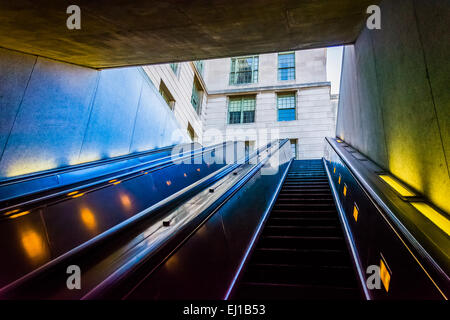 Escalators in the Smithsonian Metro Station, Washington, DC. Stock Photo