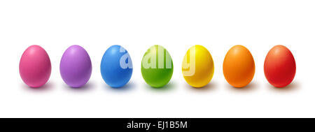 Rainbow colored Easter eggs isolated on white Stock Photo
