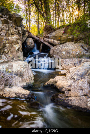 Small waterfall on a stream at Great Falls Park, Virginia. Stock Photo