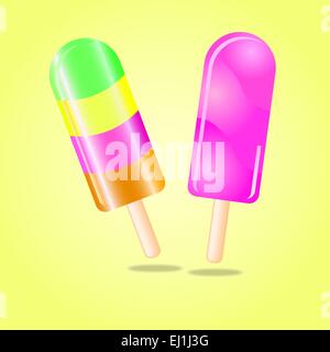 Multi flavored ice cream bar on a stick, vector illustration Stock Vector