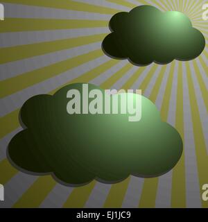 Clouds with the moon radial rays, vector illustration Stock Vector