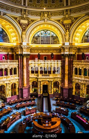 The Main Reading Room, in the Library of Congress, Washington, DC. Stock Photo