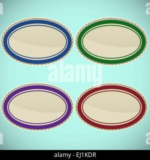 Set of vintage oval stamps, vector illustration Stock Vector