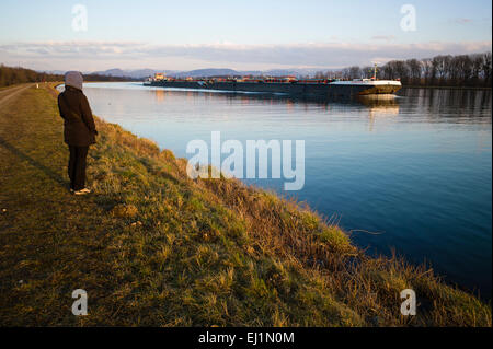 River Rhine near Fort Louis Alsace France Stock Photo