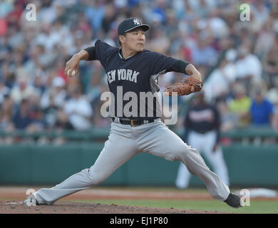 Lake Buena Vista, Florida, USA. 18th Mar, 2015. Masahiro Tanaka (Yankees) MLB : Masahiro Tanaka of the New York Yankees pitches during a spring training baseball game against the Atlanta Braves in Lake Buena Vista, Florida, United States . © AFLO/Alamy Live News Stock Photo