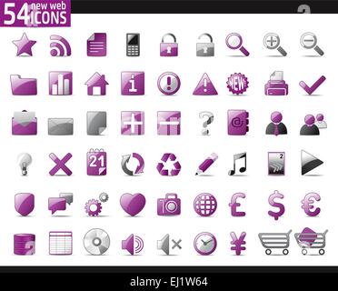 54 Violet Web Icons for your internet sites Stock Vector
