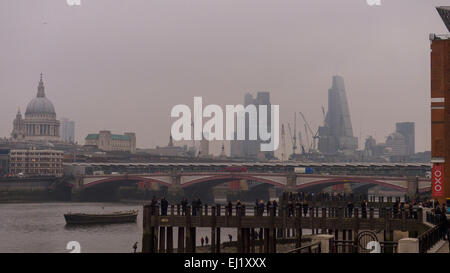 London, Britain. 20th March, 2015.The City of London Skyline during today's Solar Eclipse was not visible due to cloud cover ( Approx 09.30) Credit:  Lenscap/Alamy Live News Stock Photo
