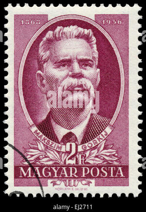 HUNGARY - CIRCA 1951: Stamp printed in Hungary shows Maxim Gorky, russian and soviet writer, circa 1951 Stock Photo