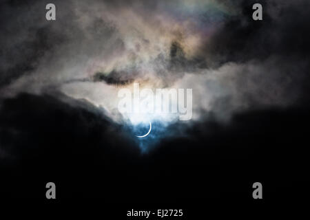 A sun eclipse made the sky have a mystic filling. Stock Photo