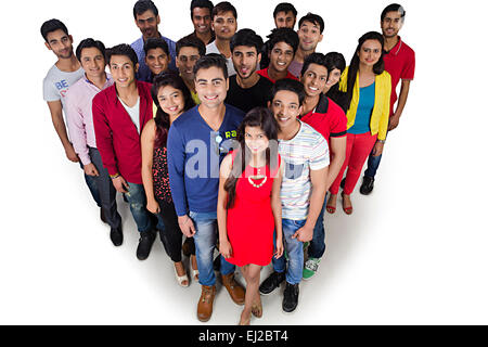 indian College friends Group Crowds Stock Photo