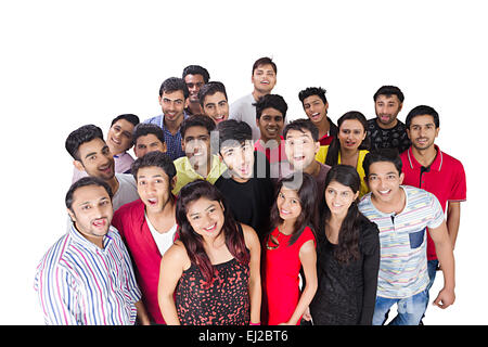 indian College friends Group Crowds Stock Photo