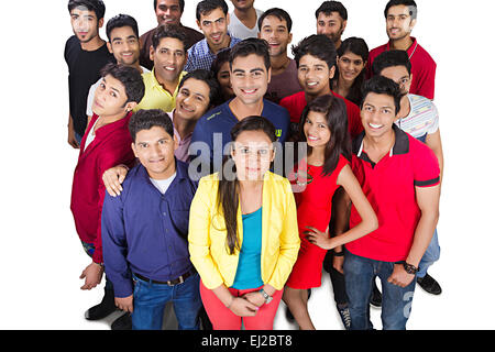 indian College friends Group Crowds Stock Photo