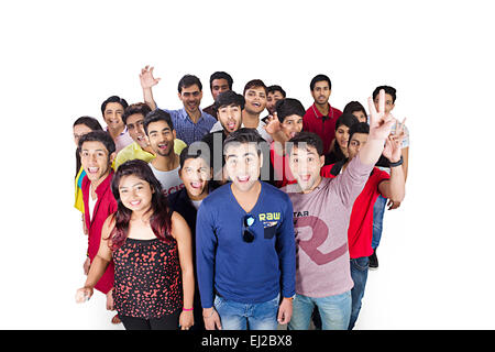 indian College friends Group Crowds Stock Photo