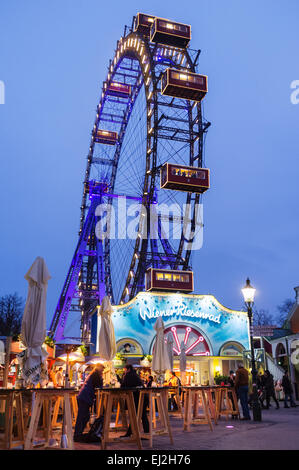 Wiener Riesenrad giant ferris wheel at the Prater amusement park,  Vienna, Austria Stock Photo