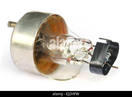 Broken light bulb over white background Stock Photo